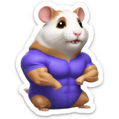 Jacked gym hamster with big arms sticker