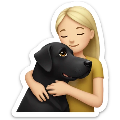 Black Labrador with girl cuddling sticker