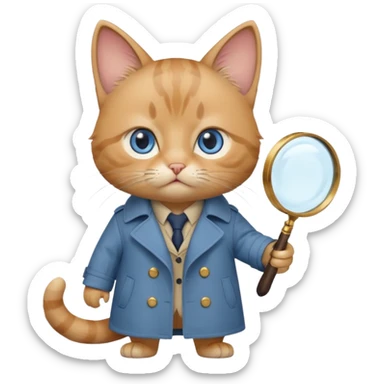 cat baby detective sticker