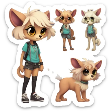 Cool cute Kawaii edgy colorful anthro fantasy-animal-fursona griffsnuff & LiLaiRa & Falvie full body sticker