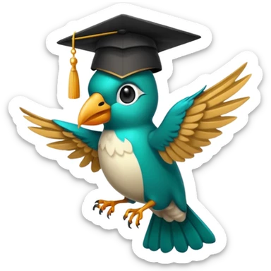 Un colibri con birrete de graduación y que el colibrí sea turquesa  sticker