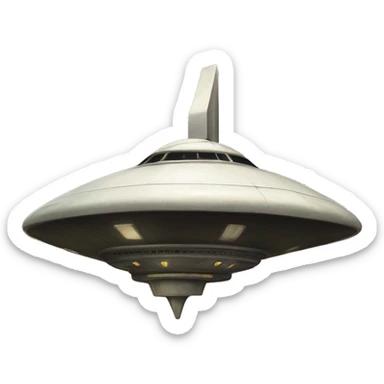 50s Photograph Painted Flying Starship spacecraft bird’s house wooden  sticker