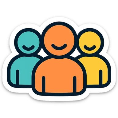 team, group of people, friendly, modern icon style sticker