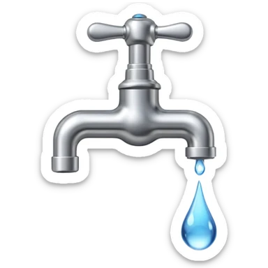 a tap with a small water droplet at the end sticker