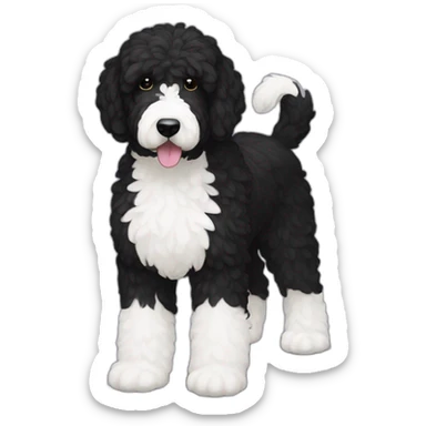 all-black-laberdoodle-dog-with-white-patch-on-chest sticker