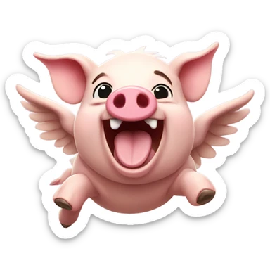 flying pig laughing sticker