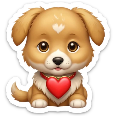 valentine's day themed puppy sticker