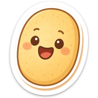 funny cartoon potato chip with a big smile sticker