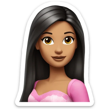 One Attractive Barbie perfect face tan fairy princess dark hair half up half down style sticker