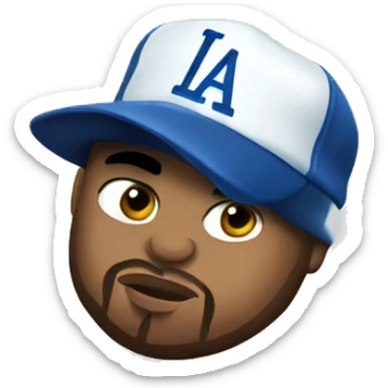 Ice cube rapper wearing LA hat sticker