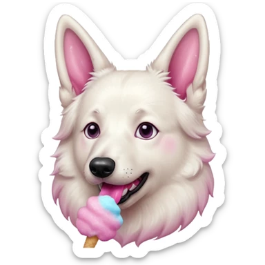 White belgian Shepard With glitter eyes loves Cotton candy sticker
