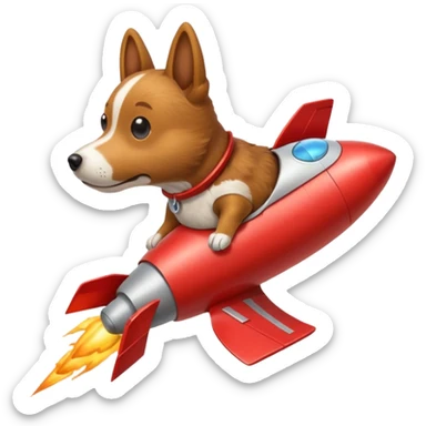 Dog flying poop rocket  sticker