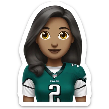  White female brunette wearing Philadelphia Eagles jersey sticker