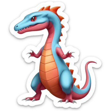 Badass cool colorful salamence-salazzle-hybrid, full body sticker