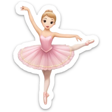 Emoji of Ballet: Big theater stage with silhouette of a ballerina in an elegant pose, surrounded by spotlight and stage lights. The icon should convey the grace and beauty of ballet, with focus on the dancer and the dramatic lighting. Transparent background. sticker