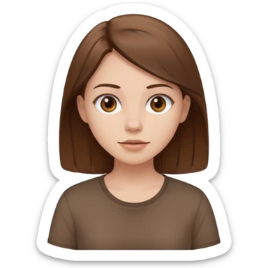 Pale girl brown hair and wearing brown shirt  sticker