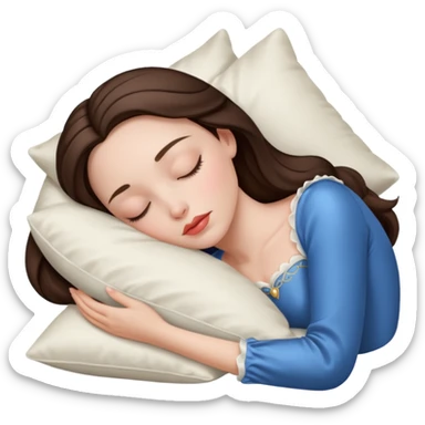 sleeping beauty brunette white girl with a silk pillow sticker