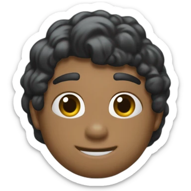 Quiero un emojis que tenga pelo negro con mechas azules y una venda negra y unos cachos negros y una sonrisa brava  sticker