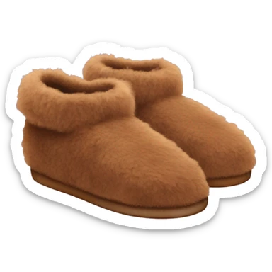 Brown fluffy slippers sticker