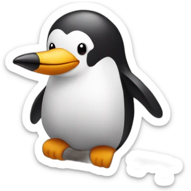 Pinguin who is wearing a pink short on a pole bar sticker