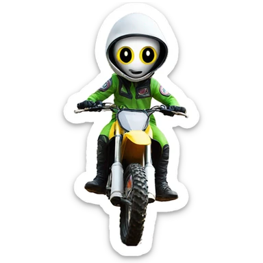 Alien on dirt bike sticker