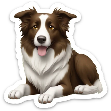 a brown border collie meditating sticker