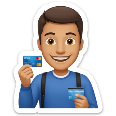Man with credit card and grin















 sticker