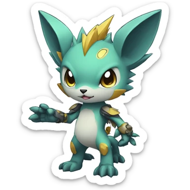 cute cool edgy sharp magical punk Digimon-Fakemon-animal full body sticker