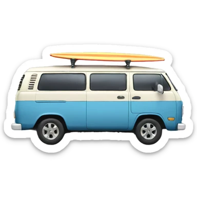 Van with surfboard on roof sticker