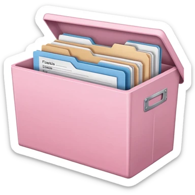 Light Pink file folder full of documents storage box with label sticker