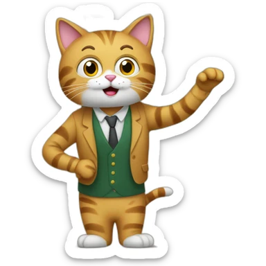 cat animal teacher giving lesson in front of class sticker