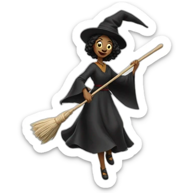 Bruja en escoba volando sticker