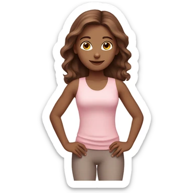 brown hair yoga girl light pink clothes  sticker