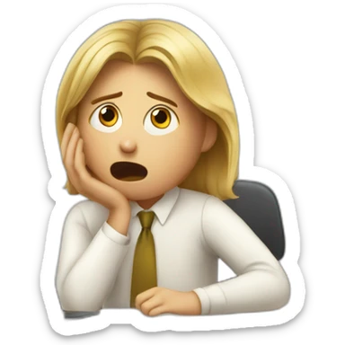 Sitting at desk, Terrified student learning stressed out for exam sticker