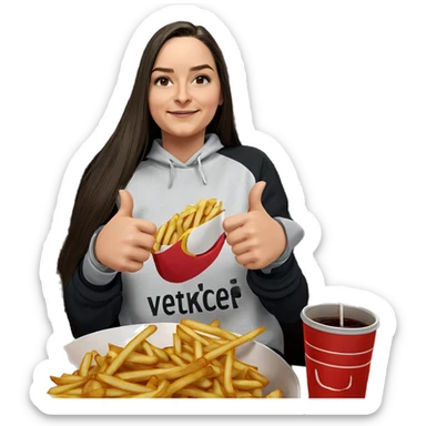 happy girl enjoying french fries sticker