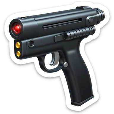 gun with a laser beam sticker