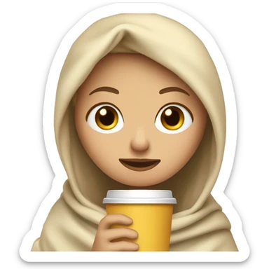 Blonde girl inside a blanket sipping coffee eyes closed sticker