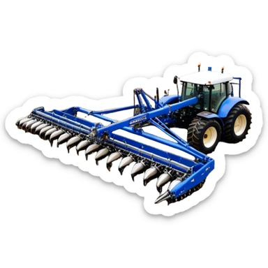 Bourgault 3420 Paralink Hoe Drill (2022) – Cinematic-realistic Bourgault 3420 Paralink Hoe Drill, its massive blue frame stretching across the vast fields. The powerful machine plants seeds with pinpoint accuracy as the sun rises over the horizon, golden dust swirling in the crisp morning air. sticker