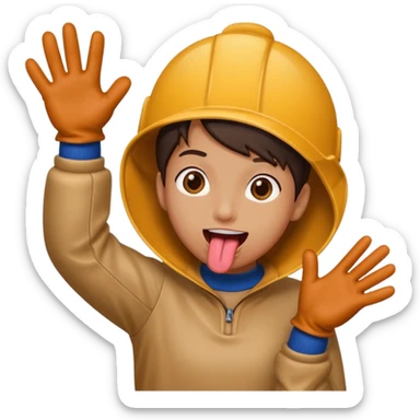 Tongue out hand out the side opening something sticker