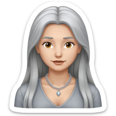 Female with Silver Necklace, grey skin,long hair, more bright silver, different expressions. sticker