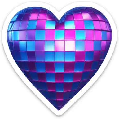 Pink and blue disco ball heart sticker