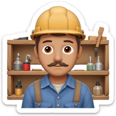 rustic carpenter portrait, head and shoulders only, wood dust on shoulders, rolled-up shirt collar, calm craftsman expression, warm workshop vibe, 3D cartoon, mobile game icon style, clean background, no text, no watermark
 sticker
