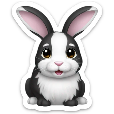 Black and white bunny sticker