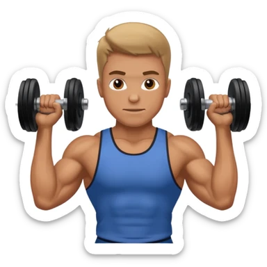a man lifting dumbbell in gym  sticker