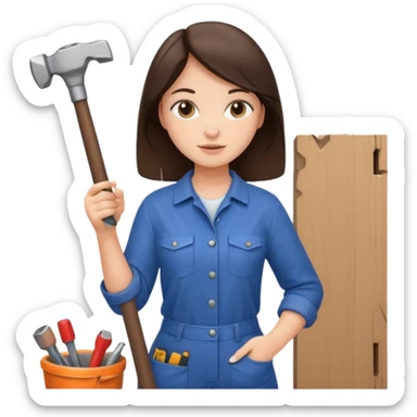 brunette girl renovating her apartment sticker