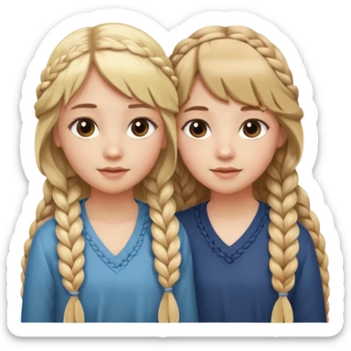 Sister with bangs and long wavy flowing blonde hair and her sister with long brown hair  braided to one side.  Close loving sisters💛 sticker