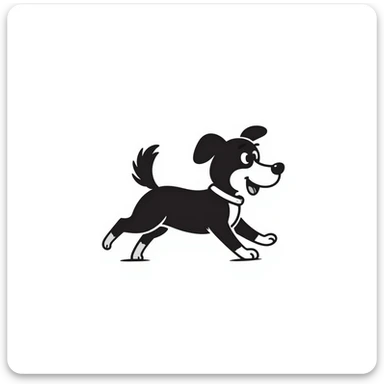 playful dog doodle, notion style sticker