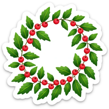 Holiday garland laying in a flat horizontal line sticker