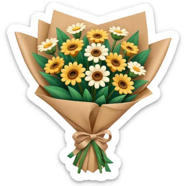 Neutral Flower bouquet wrapped in brown paper  sticker