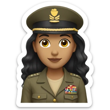 Hispanic marine corpslight skin girl with long black hair  sticker